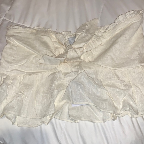 Vici Dolls Taylor Linen Blend Strapless Cropped Tie Top - Picture 2 of 4